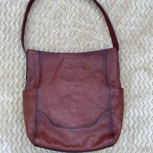 Frye side pocket medium hobo bag cognac